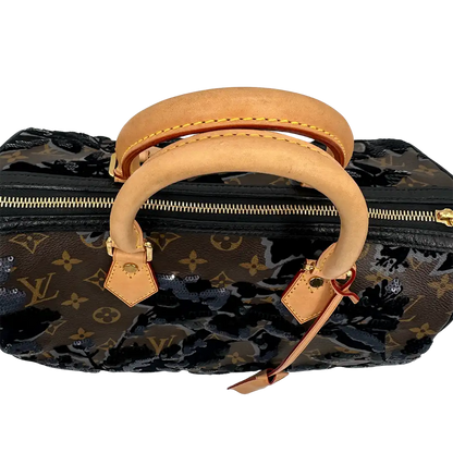 Louis Vuitton Fleur de Jais Speedy 30 Pailetten und Samt limited Edition / Sehr gut Louis Vuitton