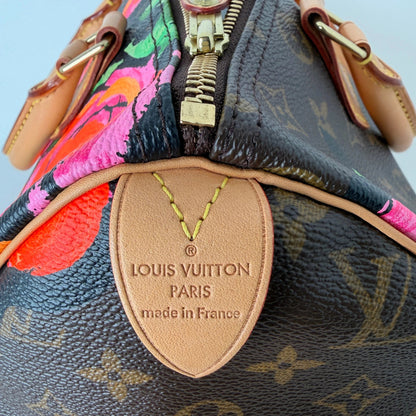 Louis Vuitton Speedy 30 Roses Monogram Canvas  M48610  Braun / neuwertig Louis Vuitton