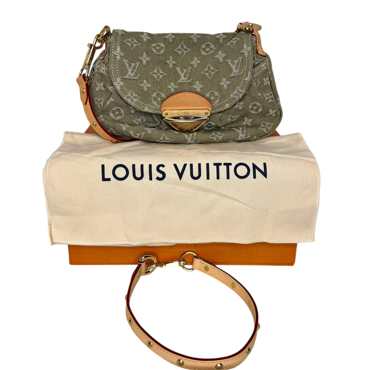 Louis Vuitton Sunset Boulevard Monogram Denim Vert Kaki Grün Gold Louis Vuitton
