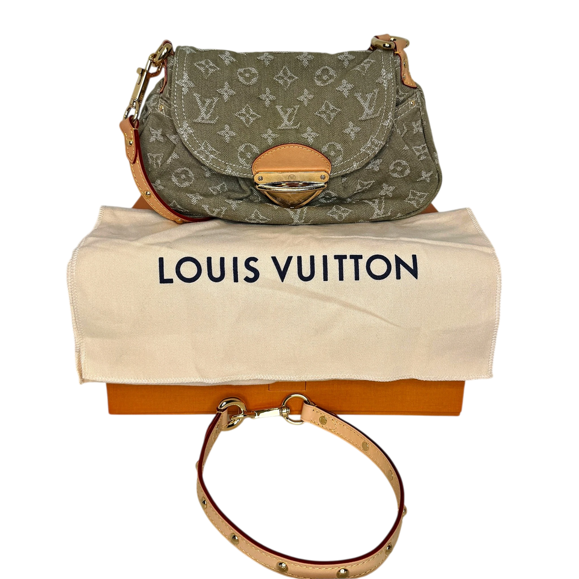 Louis Vuitton Sunset Boulevard Monogram Denim Vert Kaki Grün Gold Louis Vuitton