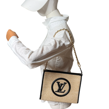 Louis Vuitton Toiletry Pouch On Chain Raffia Beige Schwarz Louis Vuitton