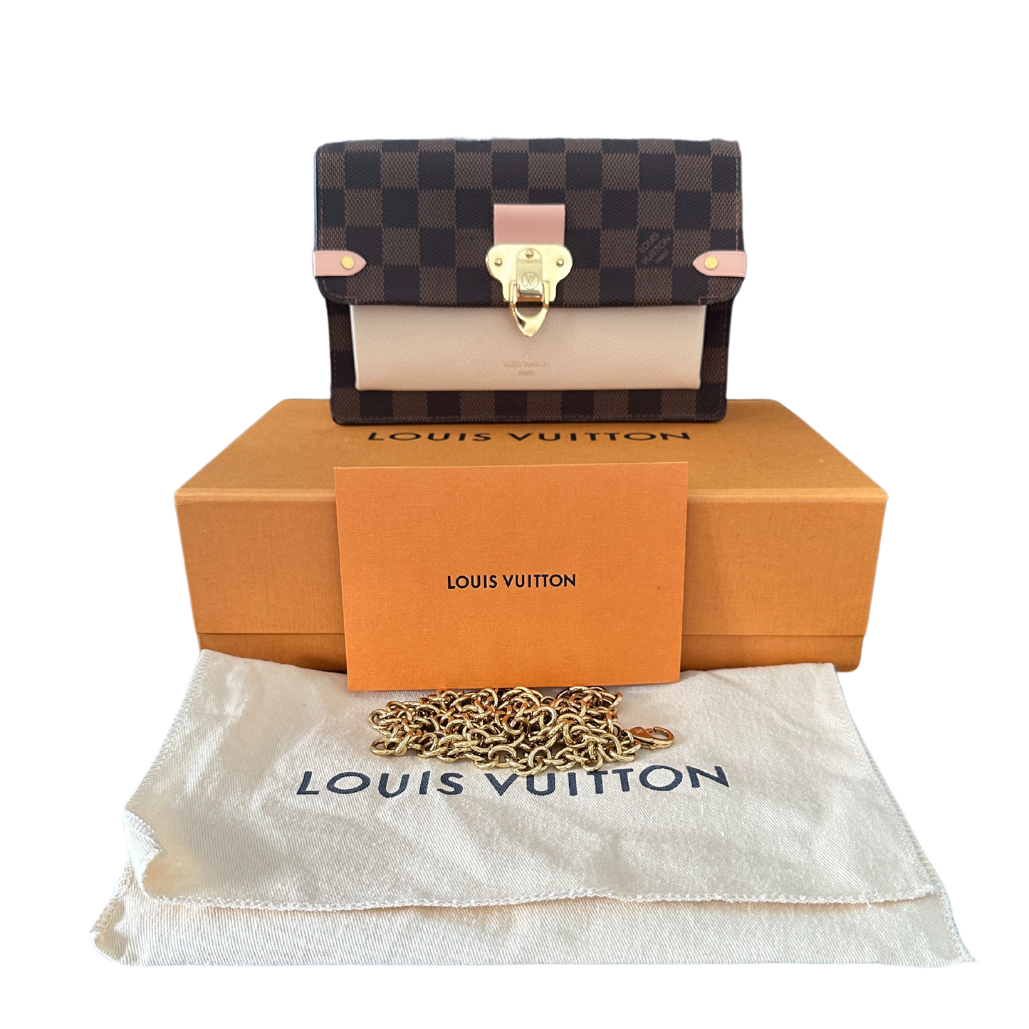 Louis Vuitton Vavin Chain Geldbörse Damier Ebene N60237 Créme Fullset / sehr gut Louis Vuitton