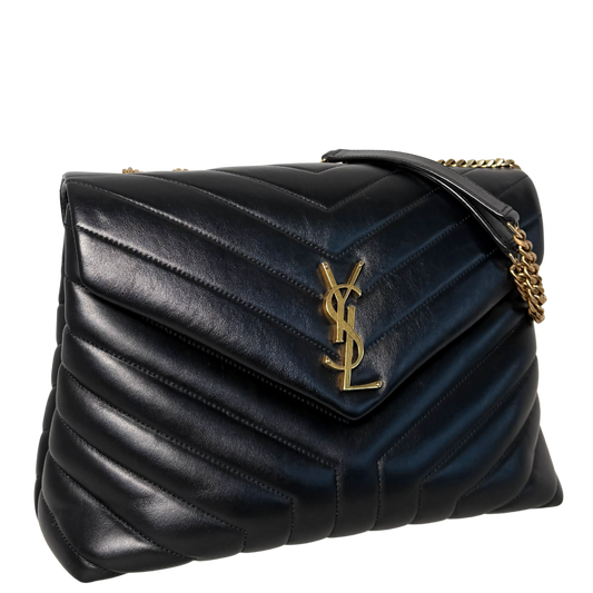 Saint Laurent YSL LouLou Medium Leder Schwarz goldene Hardware / sehr gut Saint Laurent