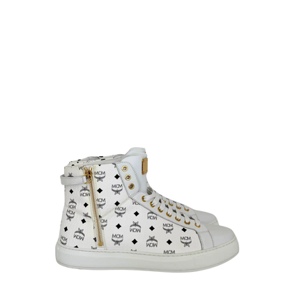 MCM High Top Turnlock Sneaker in Visetos Weiß Größe 44 / neuwertig MCM
