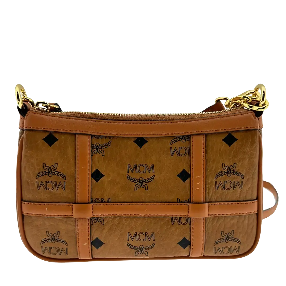 MCM Aren Mini Crossbody Tasche Visetos Cognac / sehr gut MCM