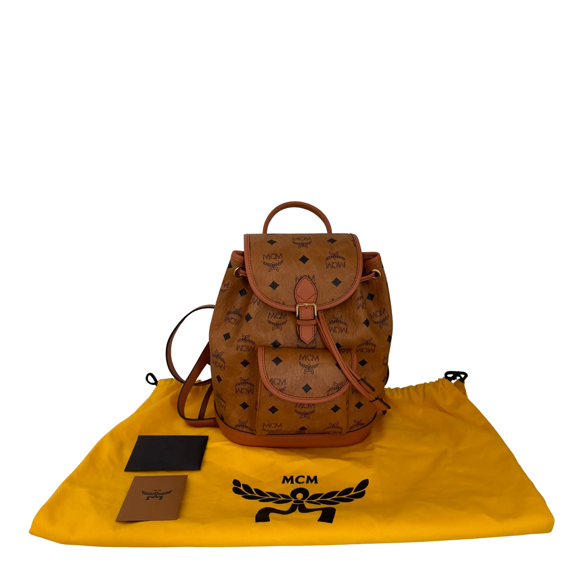 MCM Aren Rucksack mit Kordelzug in Visetos Cognac / neuwertig MCM