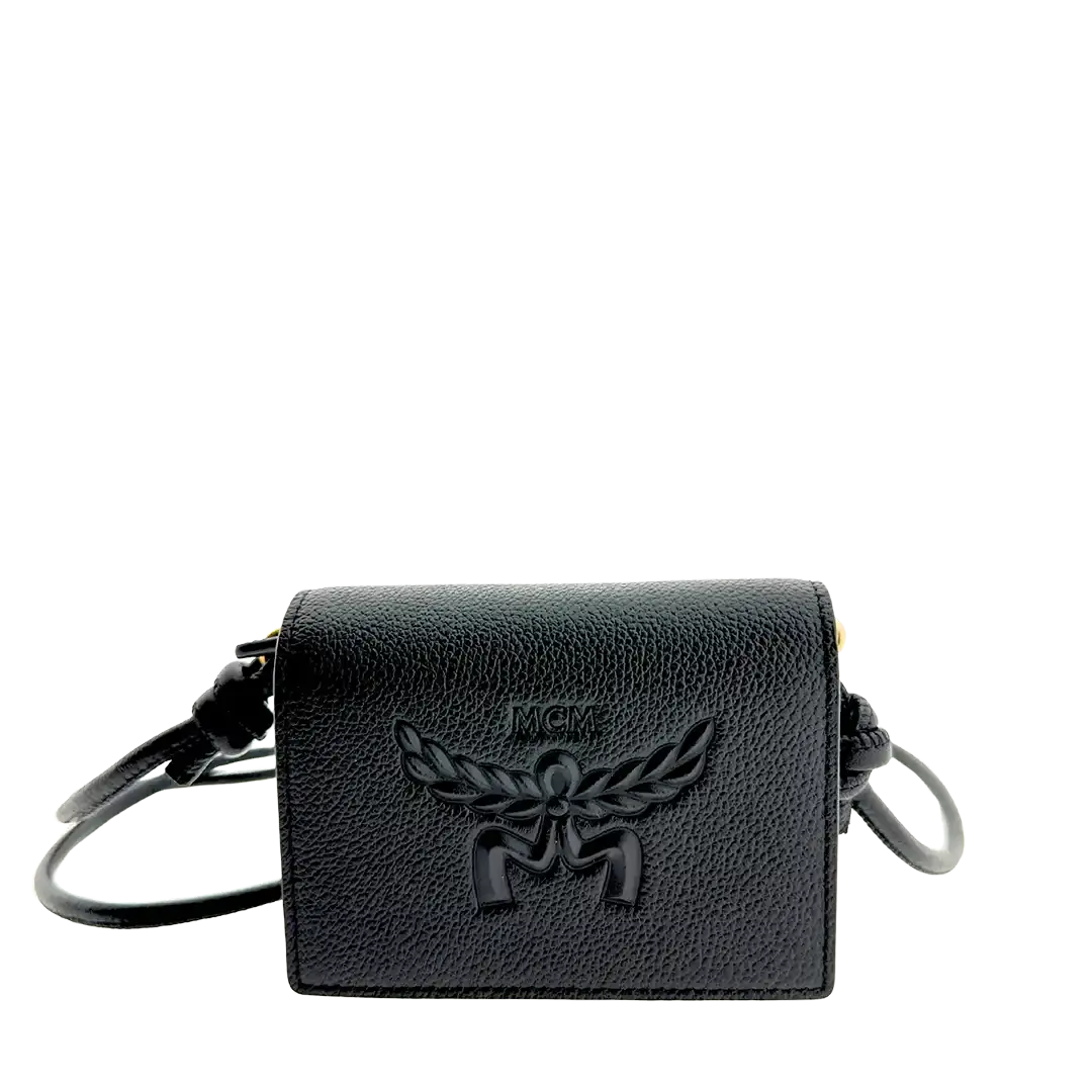 MCM Himmel Geldbörse Wallet on Chain Lederlogo schwarz / ungetragen MCM