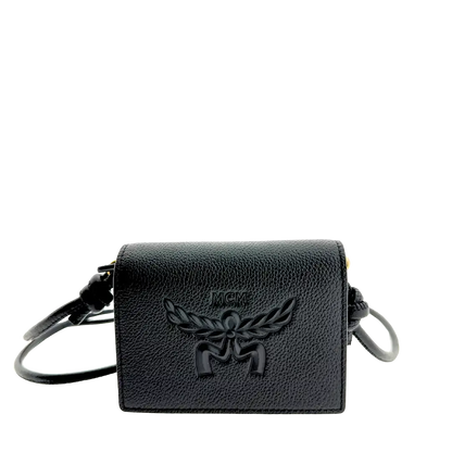 MCM Himmel Geldbörse Wallet on Chain Lederlogo schwarz / ungetragen MCM