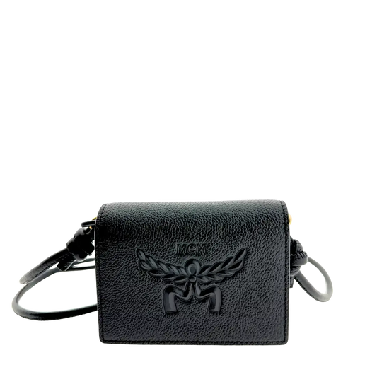 MCM Himmel Geldbörse Wallet on Chain Lederlogo schwarz / ungetragen MCM