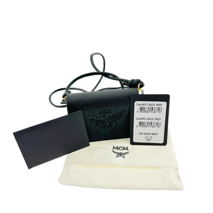 MCM Himmel Geldbörse Wallet on Chain Lederlogo schwarz / ungetragen MCM