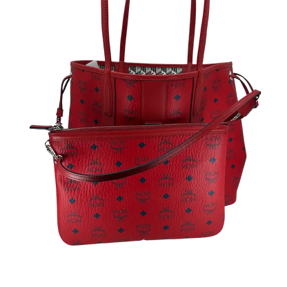 MCM Liz Wendeshopper Medium rot mit großer abnehmbarer Pouch 2025 / ungetragen MCM