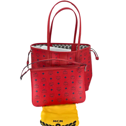 MCM Liz Wendeshopper Medium rot mit großer abnehmbarer Pouch 2025 / ungetragen MCM