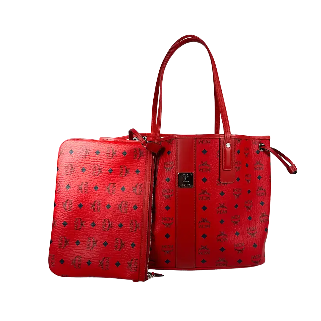 MCM Liz Wendeshopper rot mit großer abnehmbare Pouch / neuwertig MCM