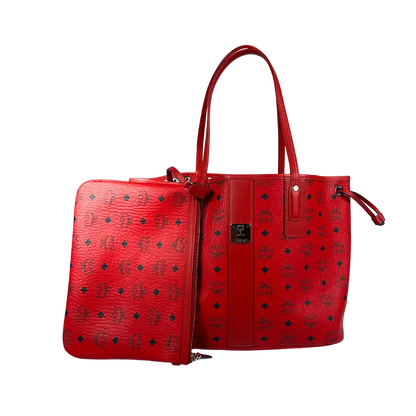 MCM Liz Wendeshopper rot mit großer abnehmbare Pouch / neuwertig MCM