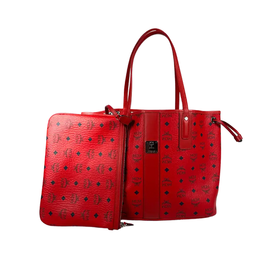 MCM Liz Wendeshopper rot mit großer abnehmbare Pouch / neuwertig MCM