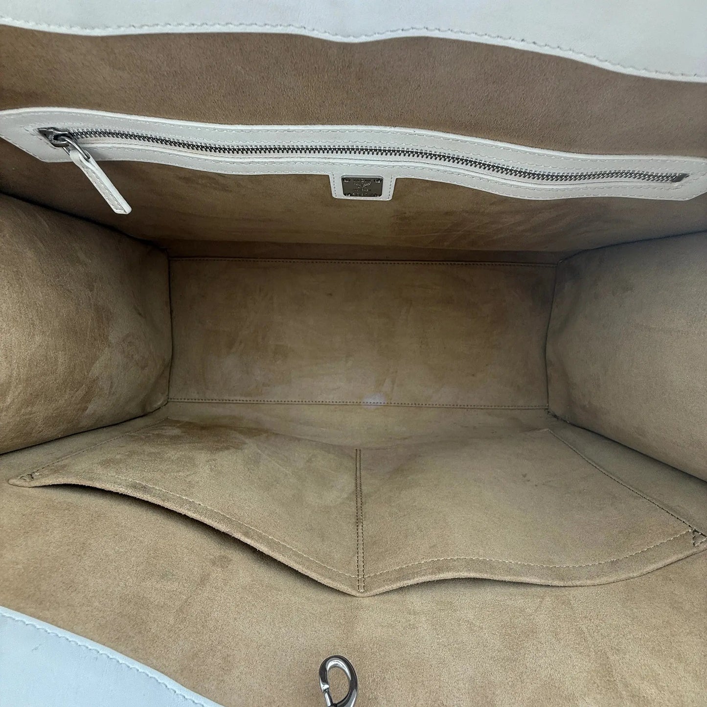 MCM München Tragetasche in Visetos weiß mit abnehmbarer Pouch /gut MCM