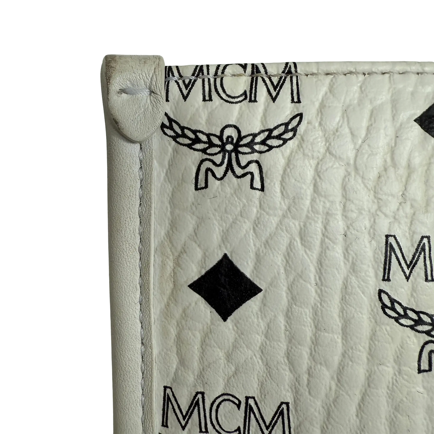 MCM München Tragetasche in Visetos weiß mit abnehmbarer Pouch /gut MCM