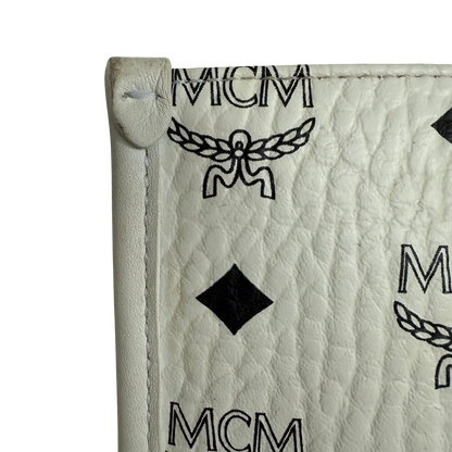 MCM München Tragetasche in Visetos weiß mit abnehmbarer Pouch /gut MCM