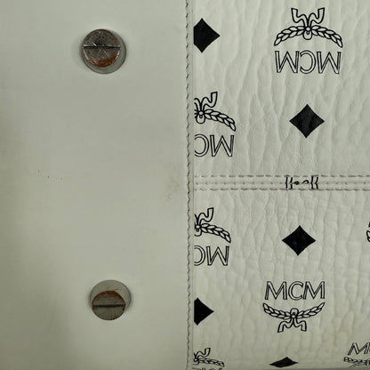 MCM München Tragetasche in Visetos weiß mit abnehmbarer Pouch /gut MCM