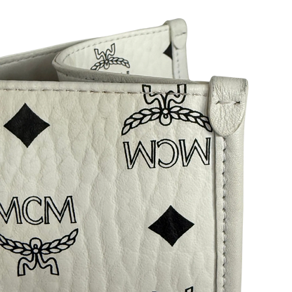 MCM München Tragetasche in Visetos weiß mit abnehmbarer Pouch /gut MCM