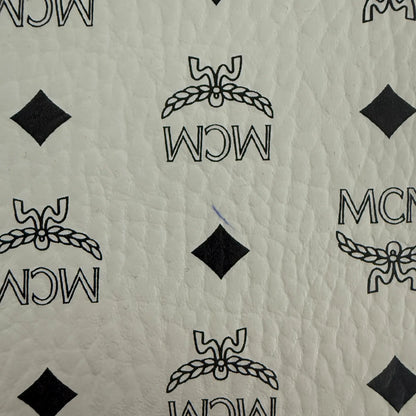MCM München Tragetasche in Visetos weiß mit abnehmbarer Pouch /gut MCM