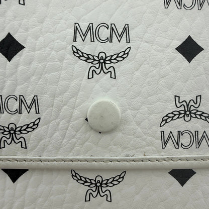 MCM München Tragetasche in Visetos weiß mit abnehmbarer Pouch /gut MCM