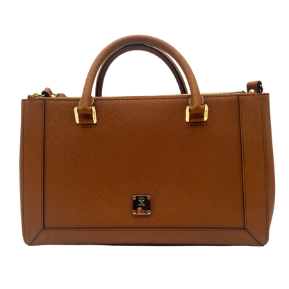 MCM Saffiano Leder Handtasche Cognac braun / ungetragen MCM