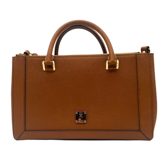 MCM Saffiano Leder Handtasche Cognac braun / ungetragen MCM