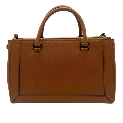 MCM Saffiano Leder Handtasche Cognac braun / ungetragen MCM