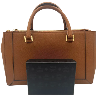 MCM Saffiano Leder Handtasche Cognac braun / ungetragen MCM