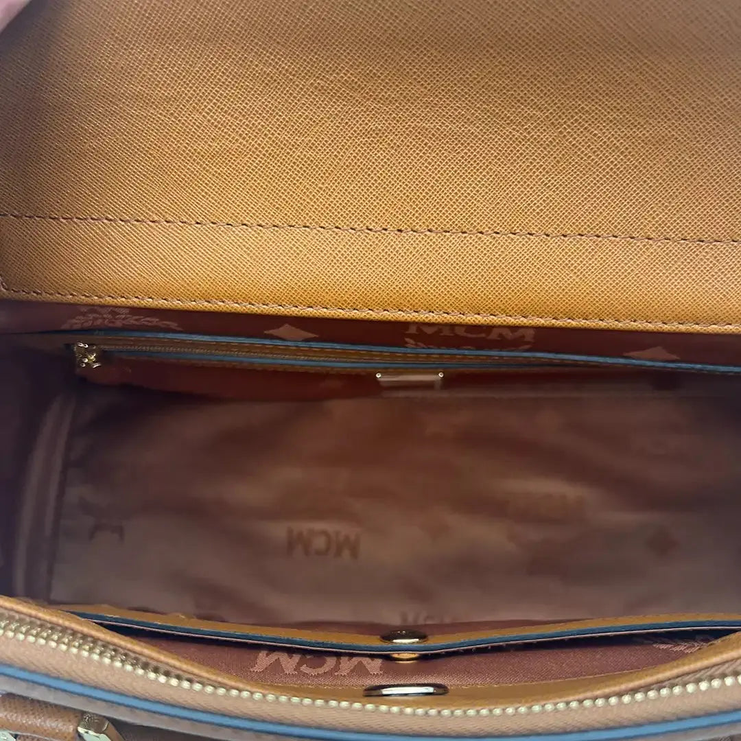 MCM Saffiano Leder Handtasche Cognac braun / ungetragen MCM