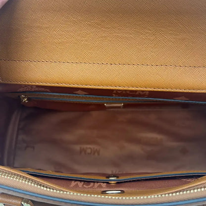 MCM Saffiano Leder Handtasche Cognac braun / ungetragen MCM