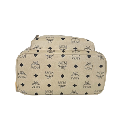 MCM Stark Rucksack in Visetos mit seitlichen Nieten Small Beige / neuwertig MCM