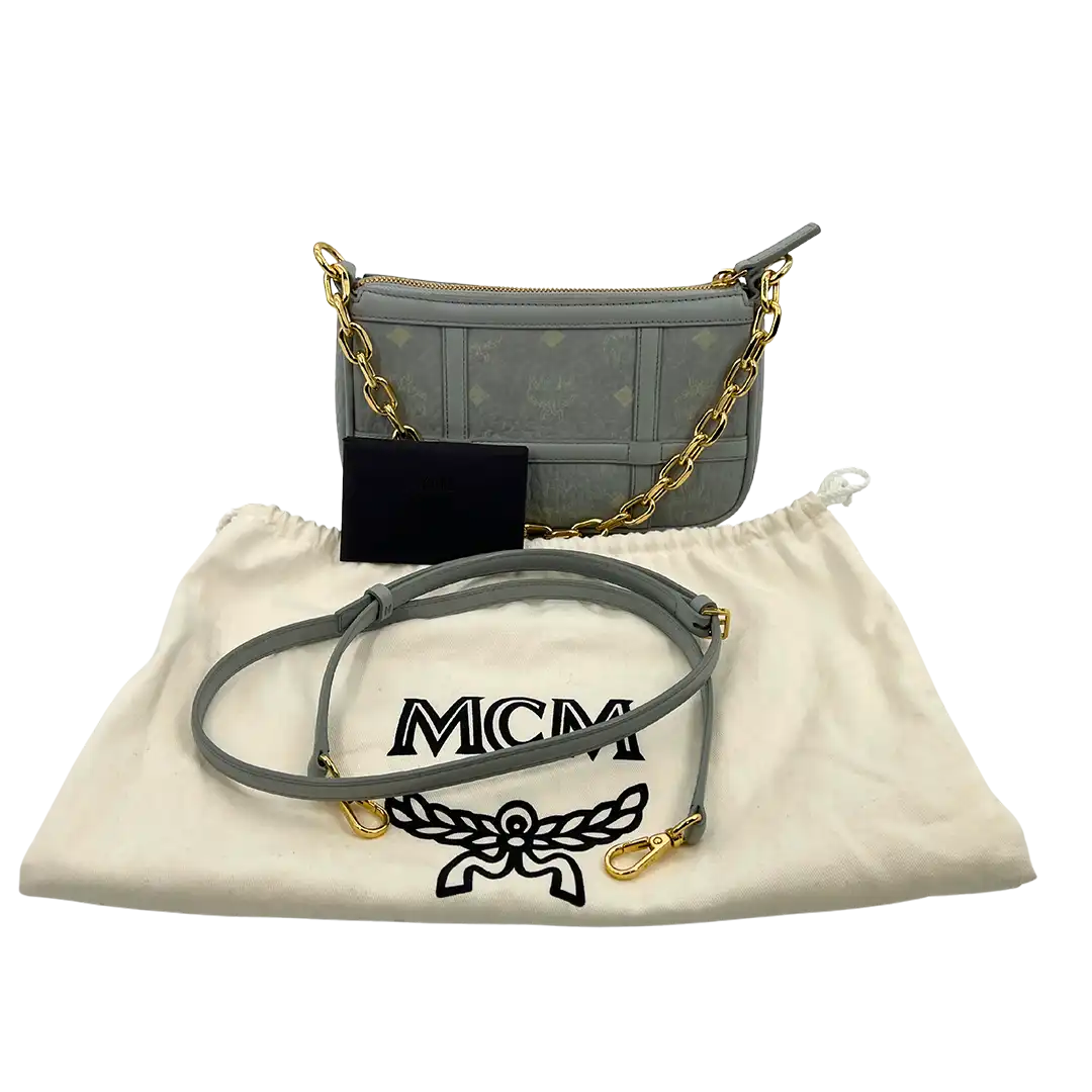 MCM Aren  Mini Crossbody Tasche hellgrau / sehr gut MCM