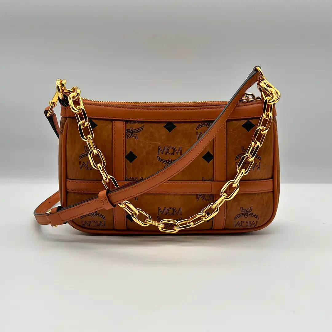 MCM Aren Mini Crossbody Tasche Visetos Cognac / neuwertig MCM