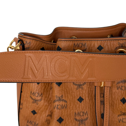 MCM Essential Tasche mit Kordelzug in Visetos Cognac / neuwertig MCM