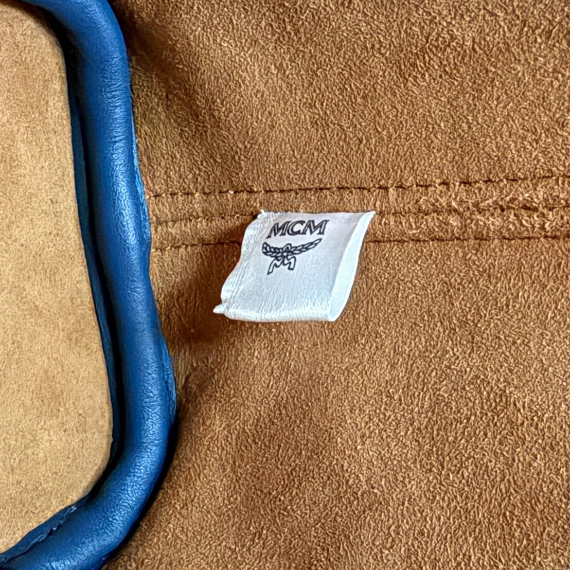 MCM Mini Dessau Kordelzugtasche in Denim-Jacquard Blau / neuwertig MCM