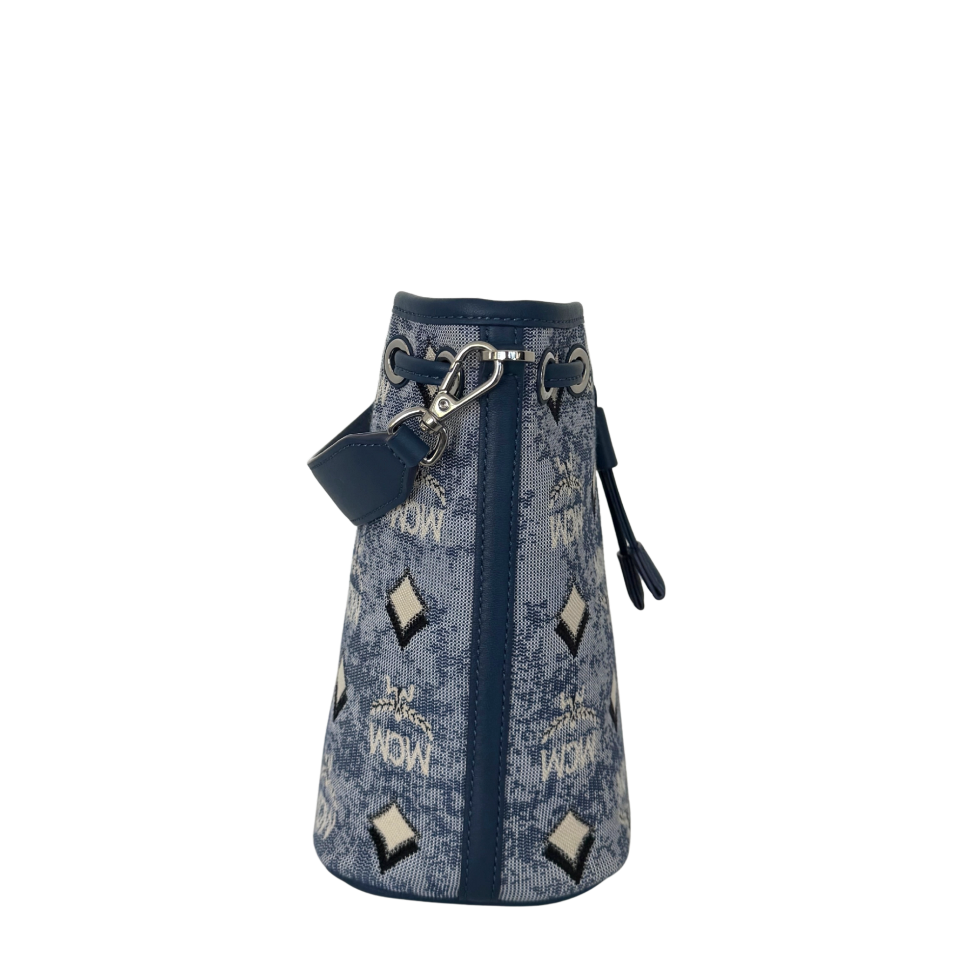 MCM Mini Dessau Kordelzugtasche in Denim-Jacquard Blau / neuwertig MCM