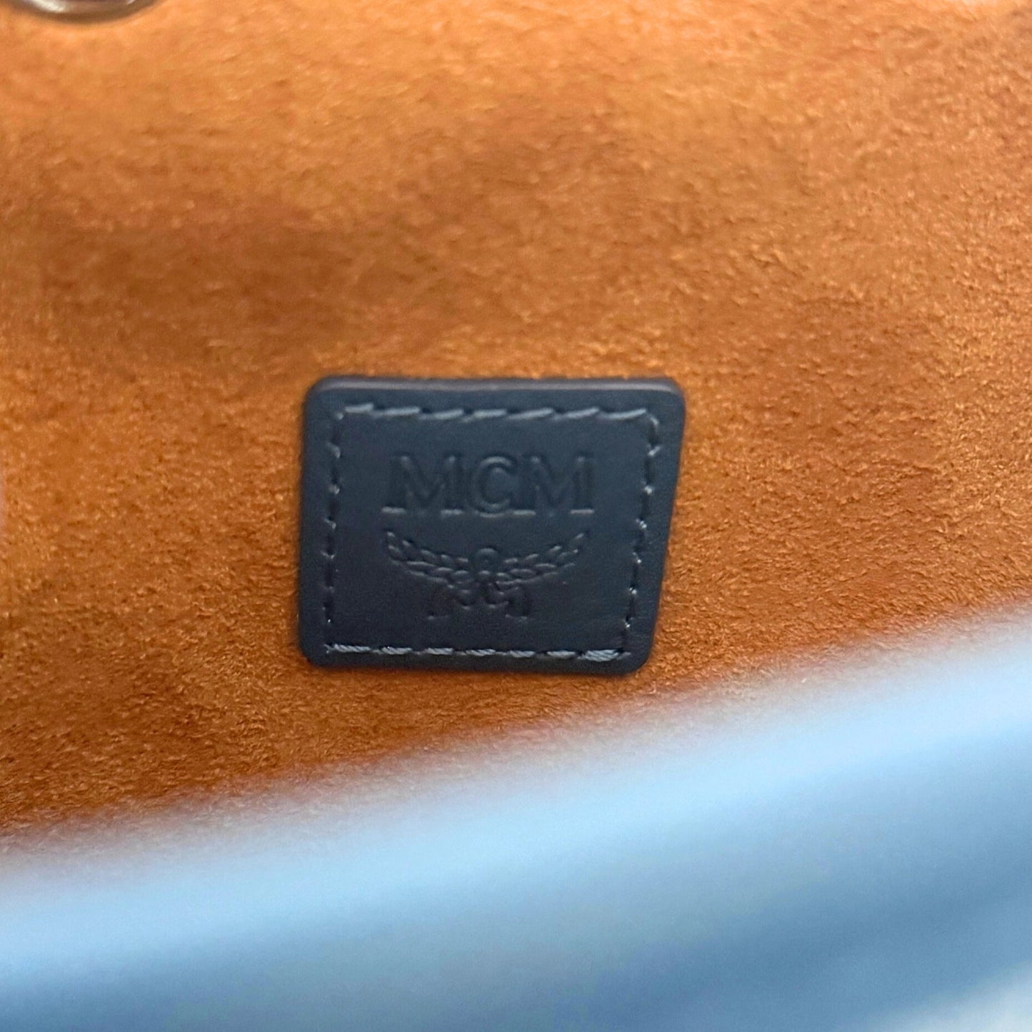 MCM Mini Dessau Kordelzugtasche in Denim-Jacquard Blau / neuwertig MCM