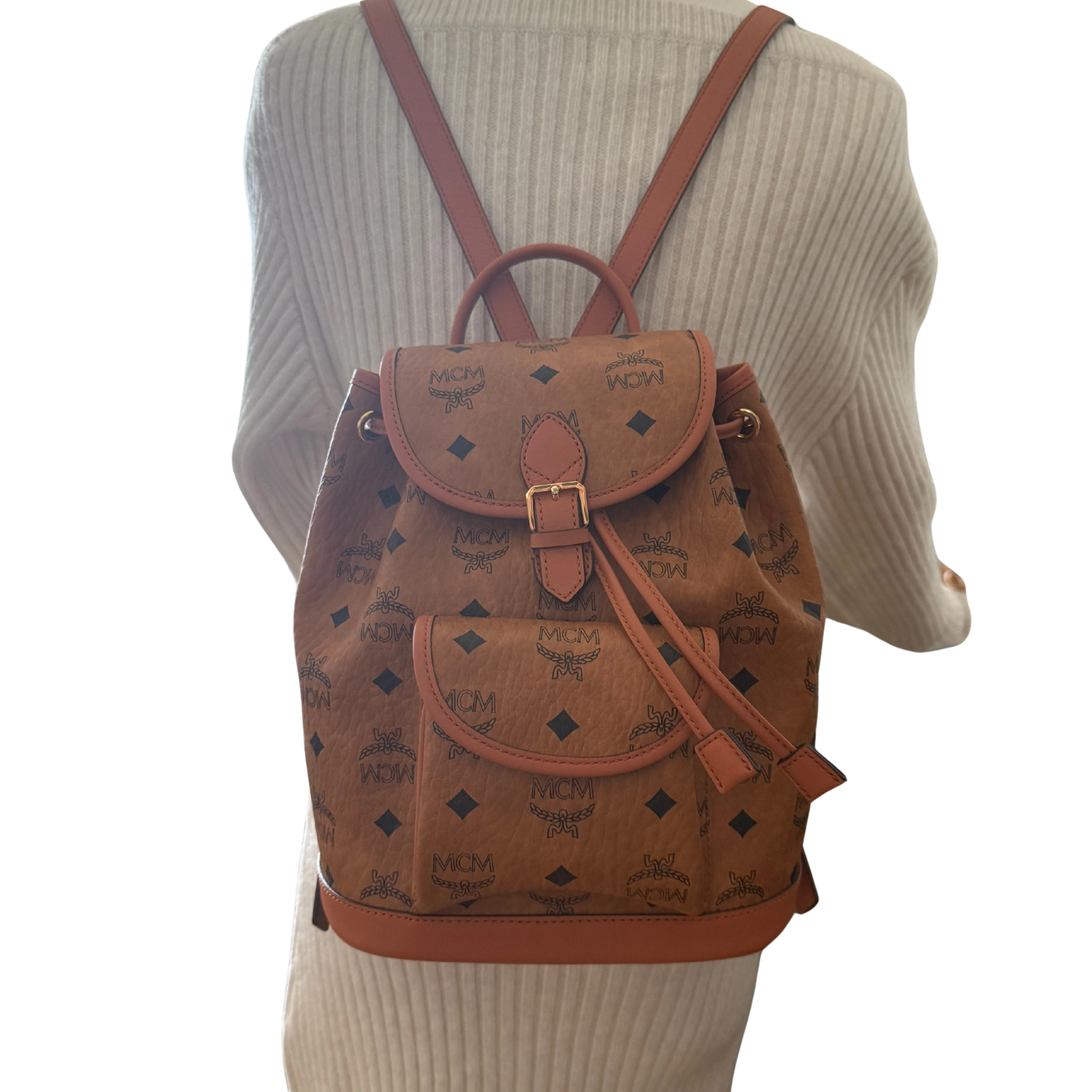 MCM Aren Rucksack mit Kordelzug in Visetos Braun / neuwertig MCM