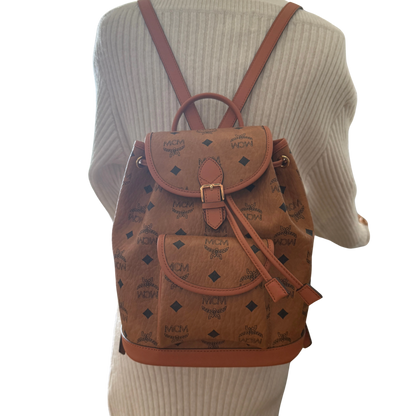 MCM Aren Rucksack mit Kordelzug in Visetos Braun / neuwertig MCM