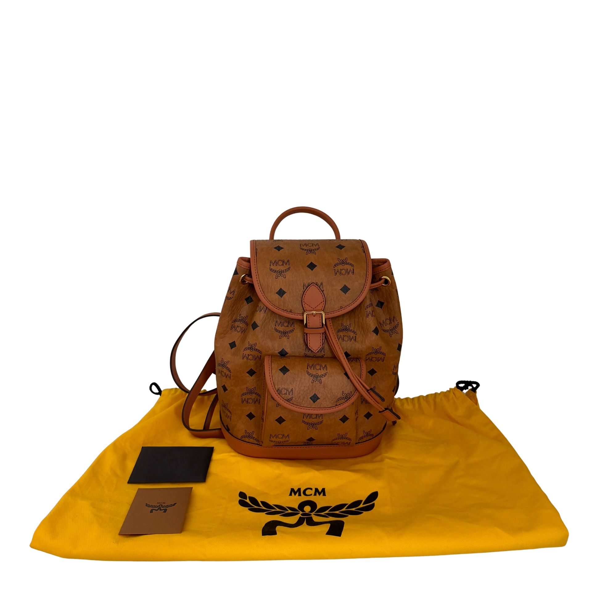 MCM Aren Rucksack mit Kordelzug in Visetos Cognac / neuwertig MCM
