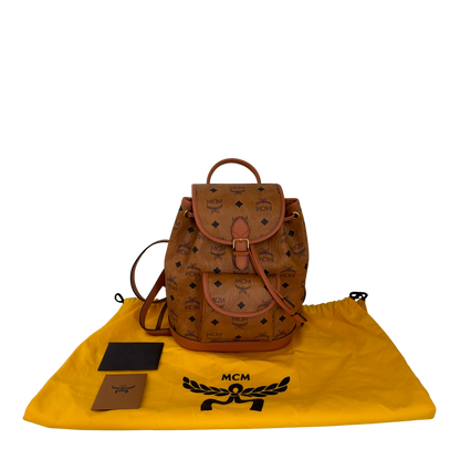MCM Aren Rucksack mit Kordelzug in Visetos Cognac / neuwertig MCM