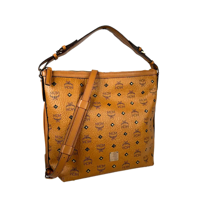 MCM Hobo Gold Nieten Tasche Limited Visetos Small Cognac / sehr gut MCM
