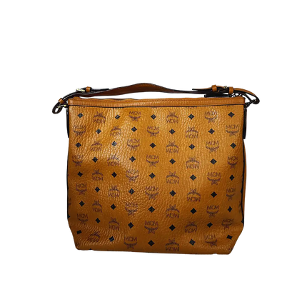 MCM Hobo Gold Nieten Tasche Limited Visetos Small Cognac / sehr gut MCM