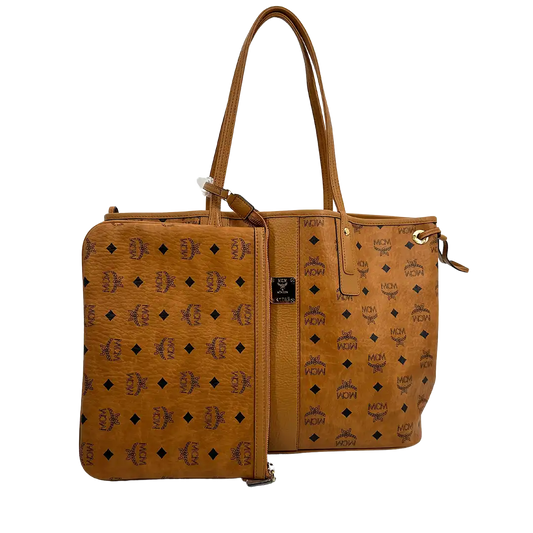 MCM Liz Wendeshopper Visetos Medium Cognac / ungetragen MCM