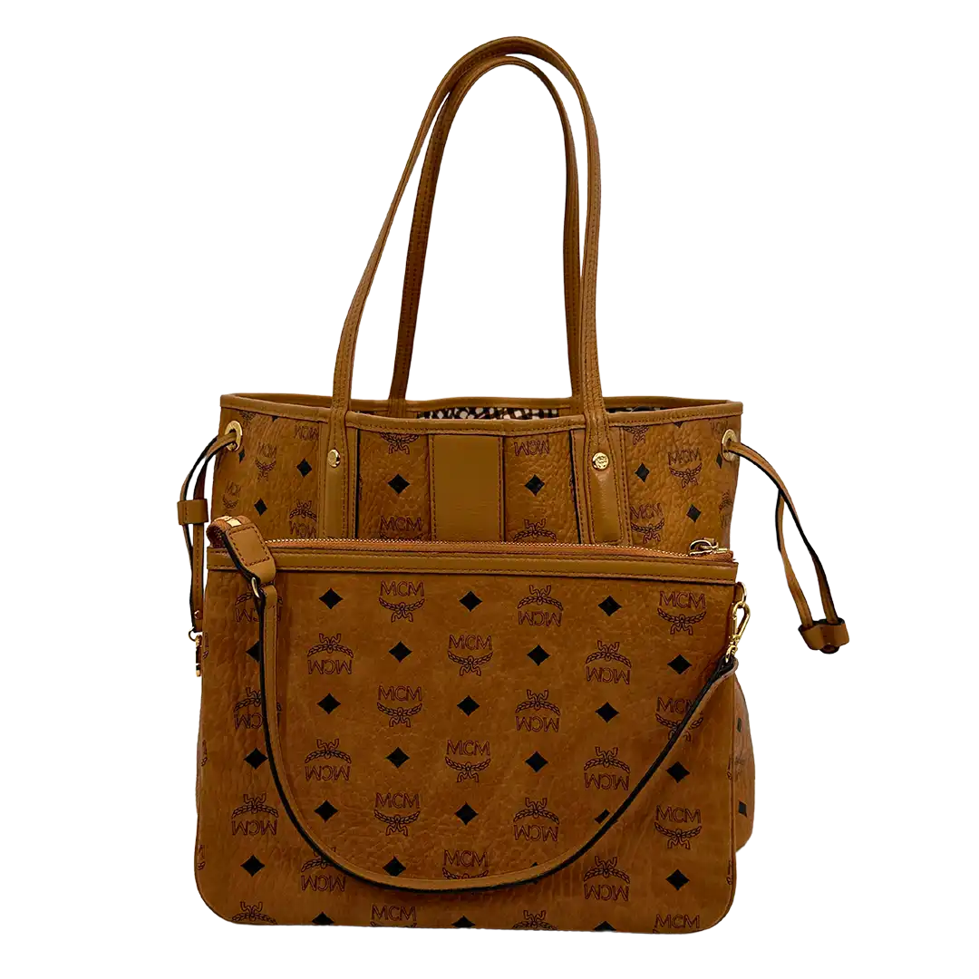 MCM Liz Wendeshopper Visetos Medium Cognac / gut MCM