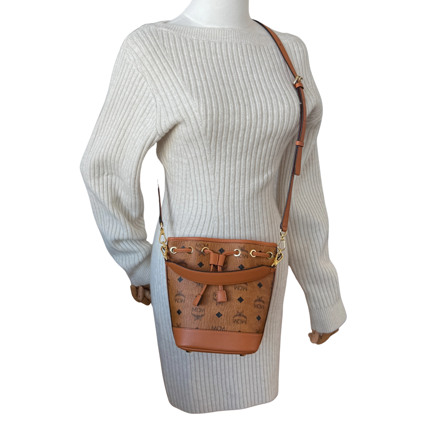 MCM Mini Dessau Kordelzugtasche in Visetos Cognac / neuwertig MCM