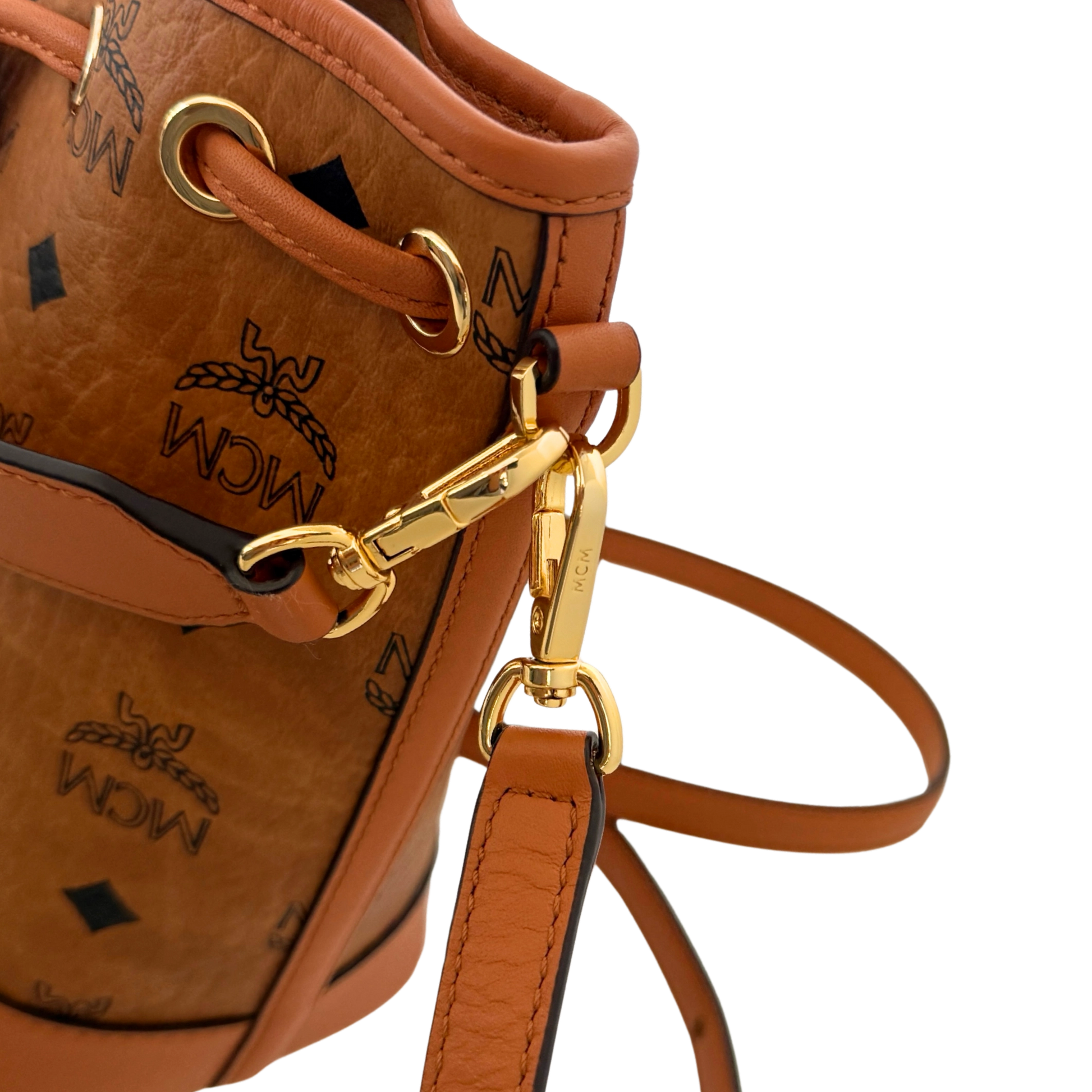 MCM Mini Dessau Kordelzugtasche in Visetos Cognac / neuwertig MCM