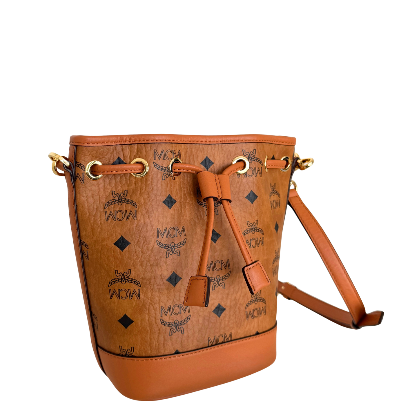 MCM Mini Dessau Kordelzugtasche in Visetos Cognac / neuwertig MCM